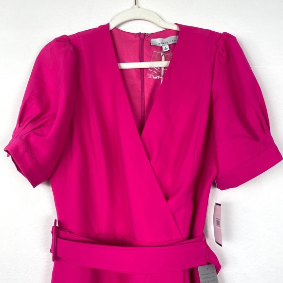 NWT Adelyn Rae Tony Belted Puff Sleeve Mini Dress Neon Pink - Picture 5 of 11